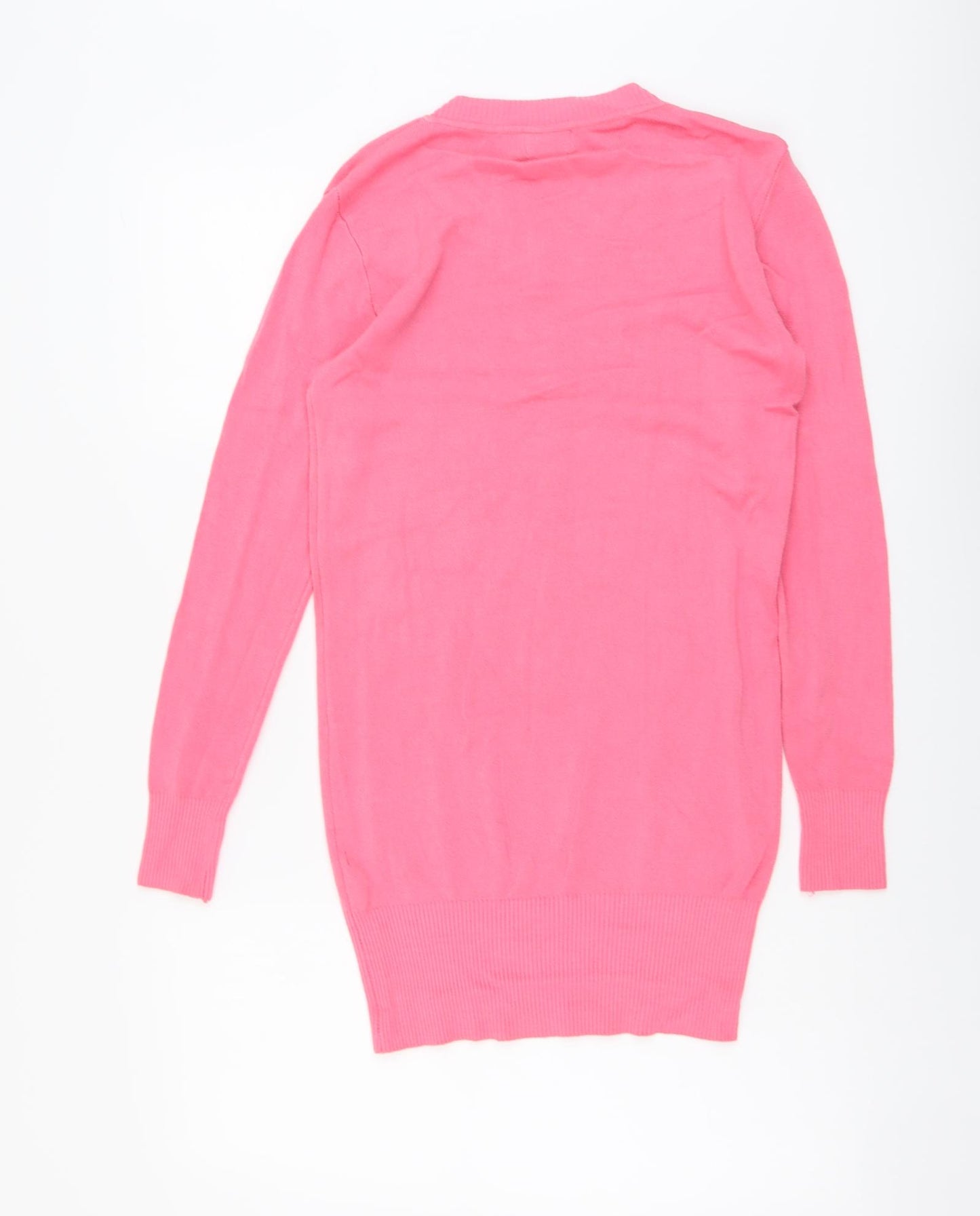 Koopol Womens Pink V-Neck Acrylic Pullover Jumper Size L