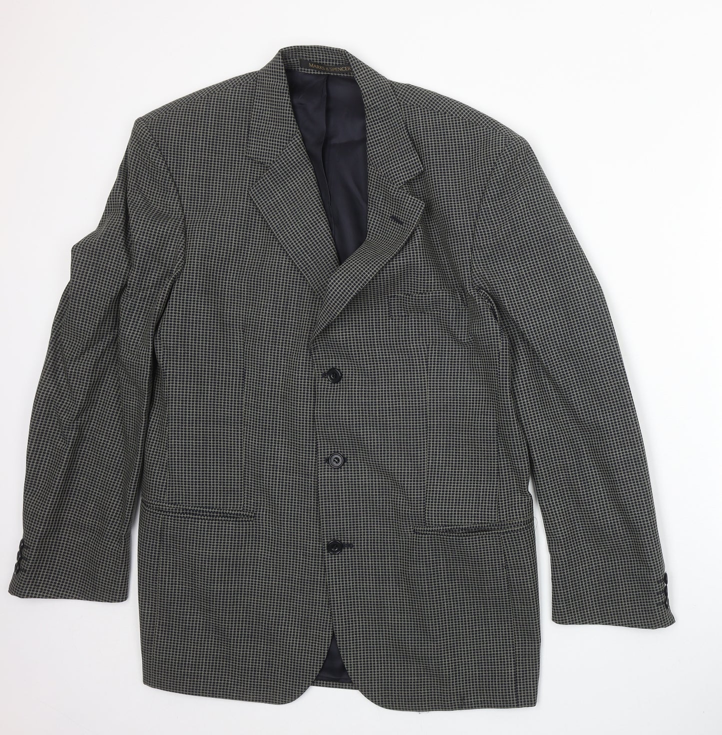 Marks and Spencer Mens Brown Geometric Wool Jacket Blazer Size 40 Regular