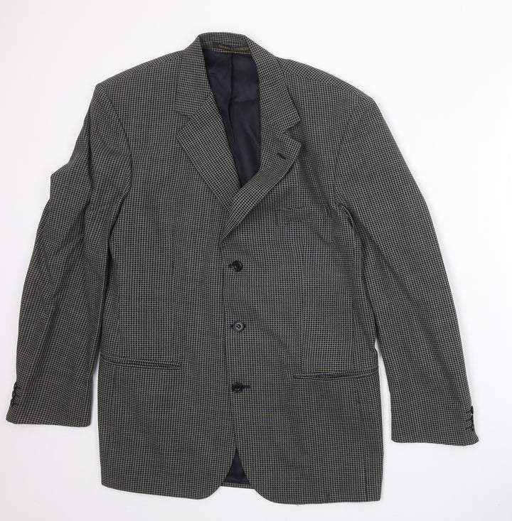 Marks and Spencer Mens Brown Geometric Wool Jacket Blazer Size 40 Regular
