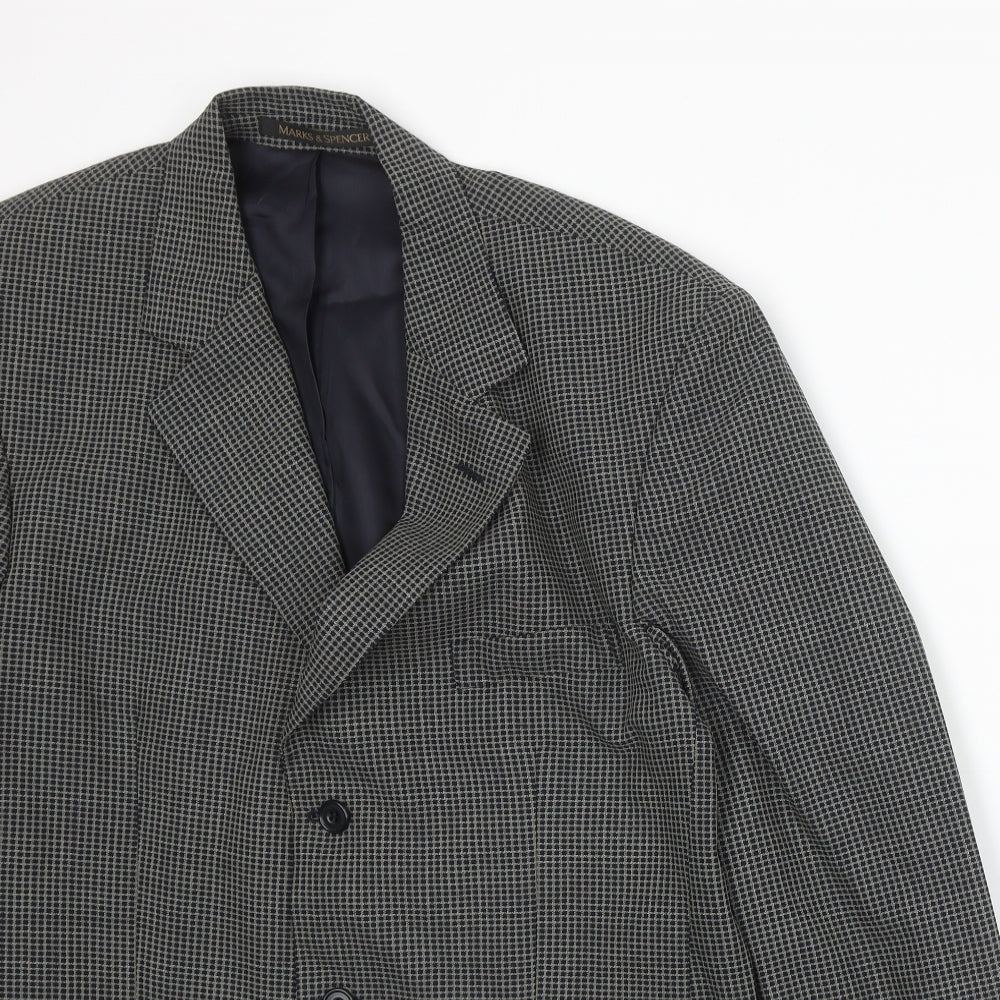 Marks and Spencer Mens Brown Geometric Wool Jacket Blazer Size 40 Regular