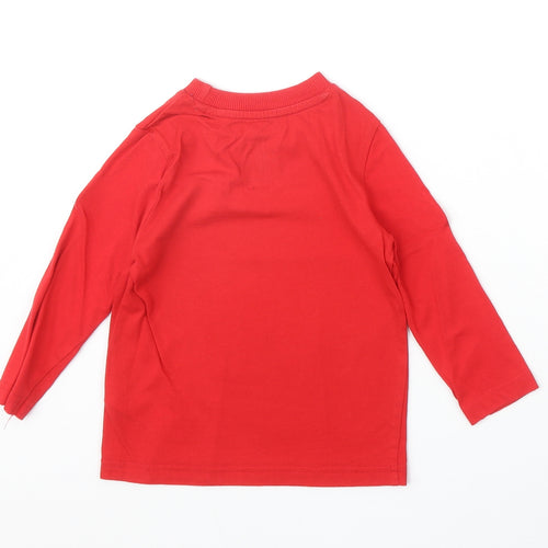 TU Baby Red Cotton Pullover T-Shirt Size 18-24 Months Round Neck Pullover