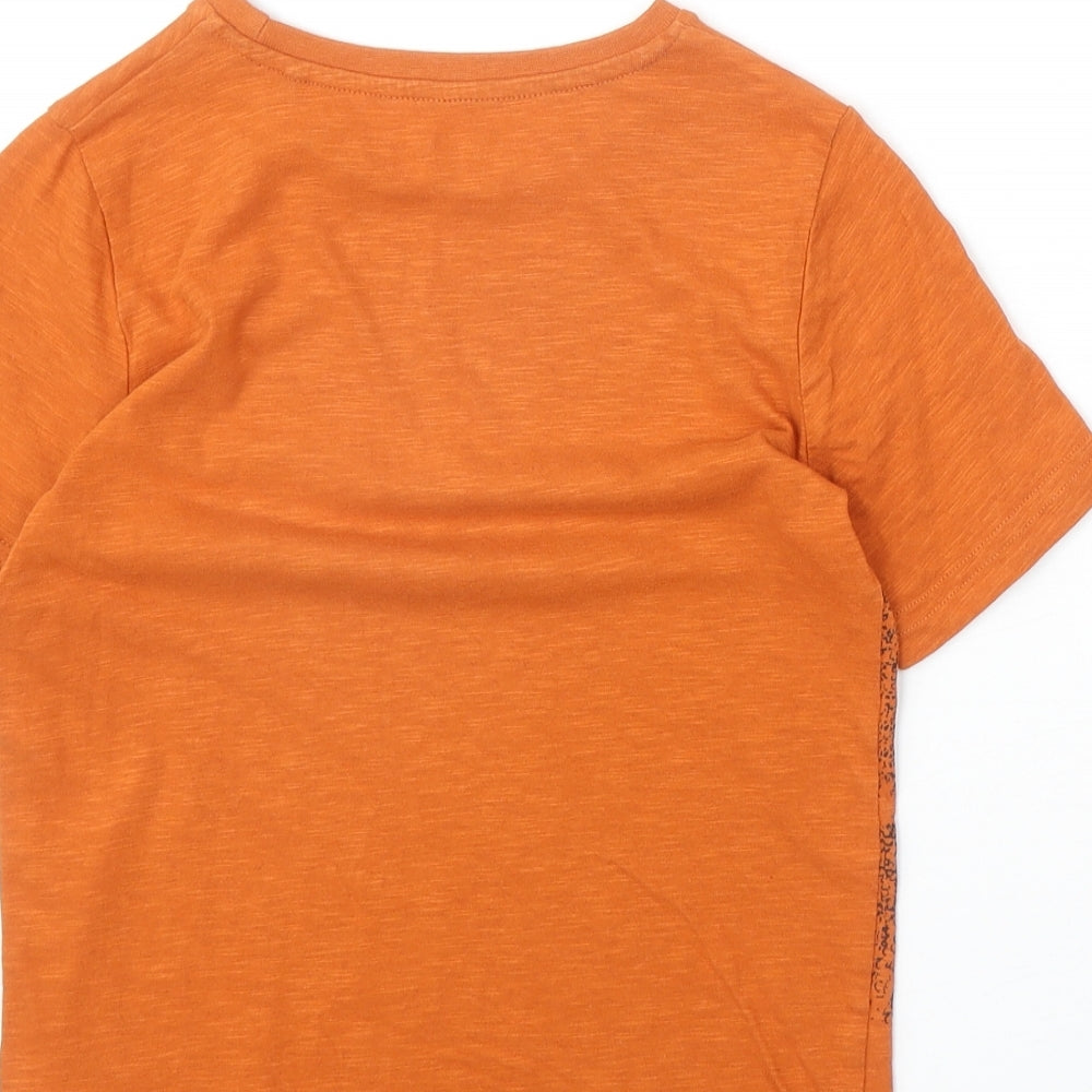 TU Boys Orange 100% Cotton Basic T-Shirt Size 8 Years Round Neck Pullover - Dinosaur