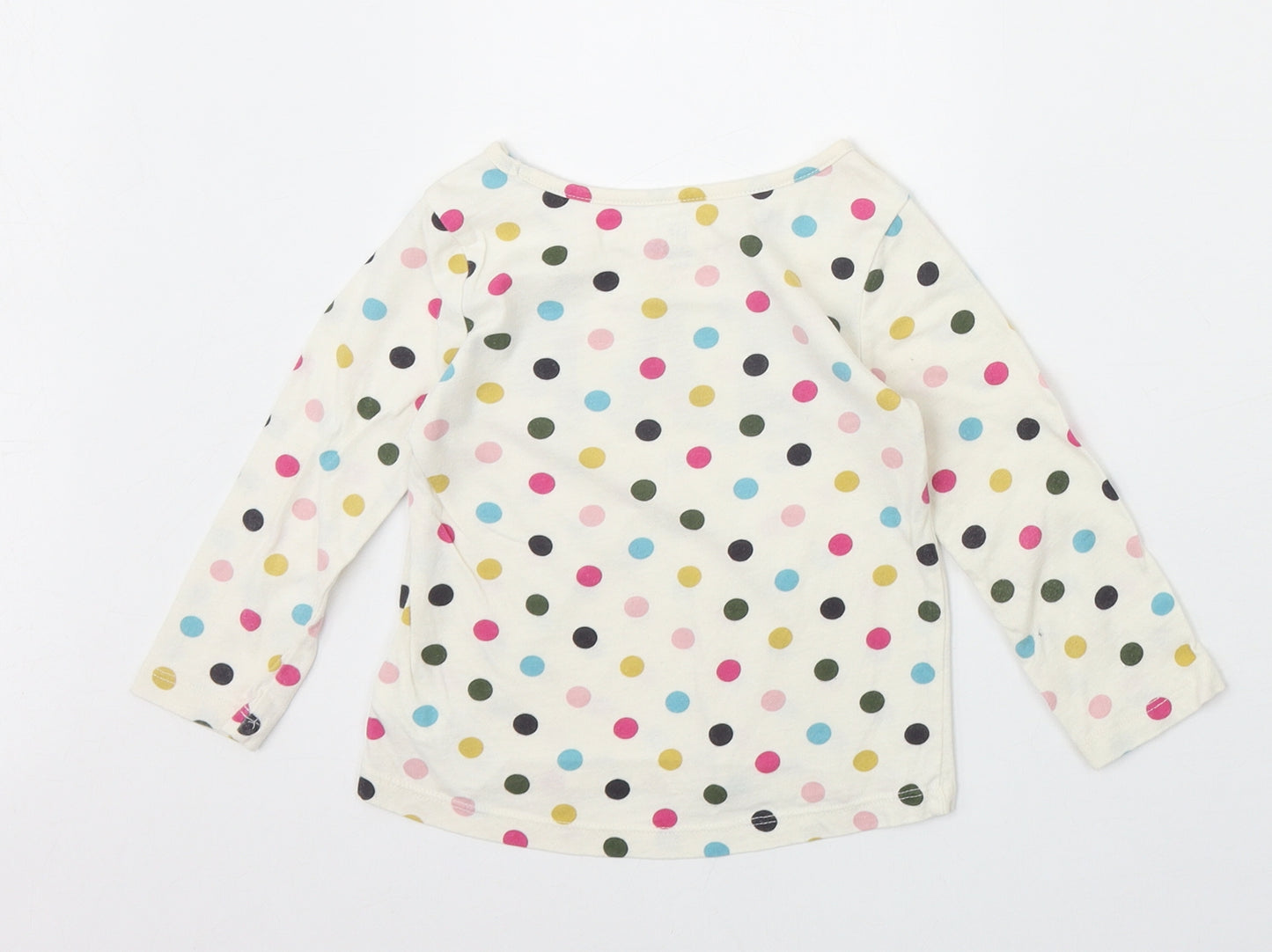 Gap Girls Beige Polka Dot 100% Cotton Pullover T-Shirt Size 18-24 Months Boat Neck Pullover
