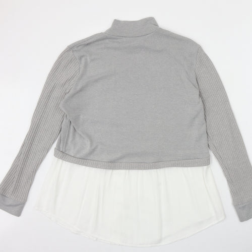 Preworn Womens Grey Mock Neck Polyester Pullover Jumper Size XL
