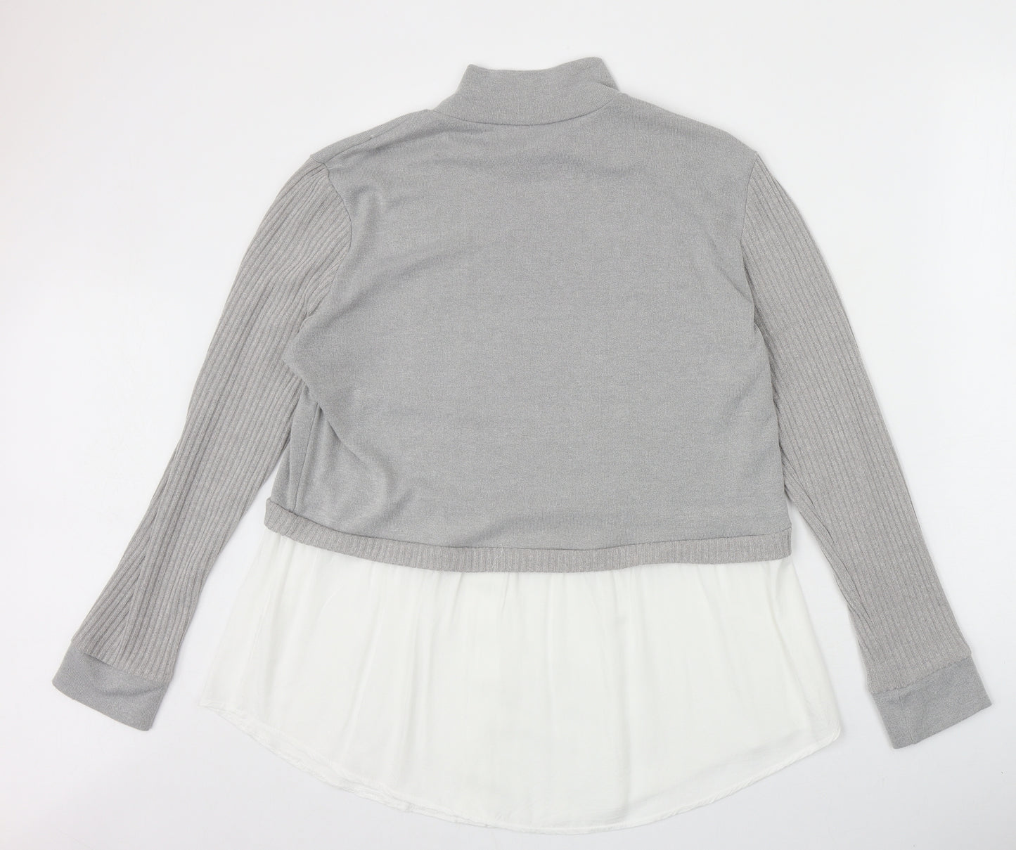 Preworn Womens Grey Mock Neck Polyester Pullover Jumper Size XL