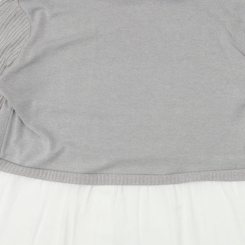 Preworn Womens Grey Mock Neck Polyester Pullover Jumper Size XL