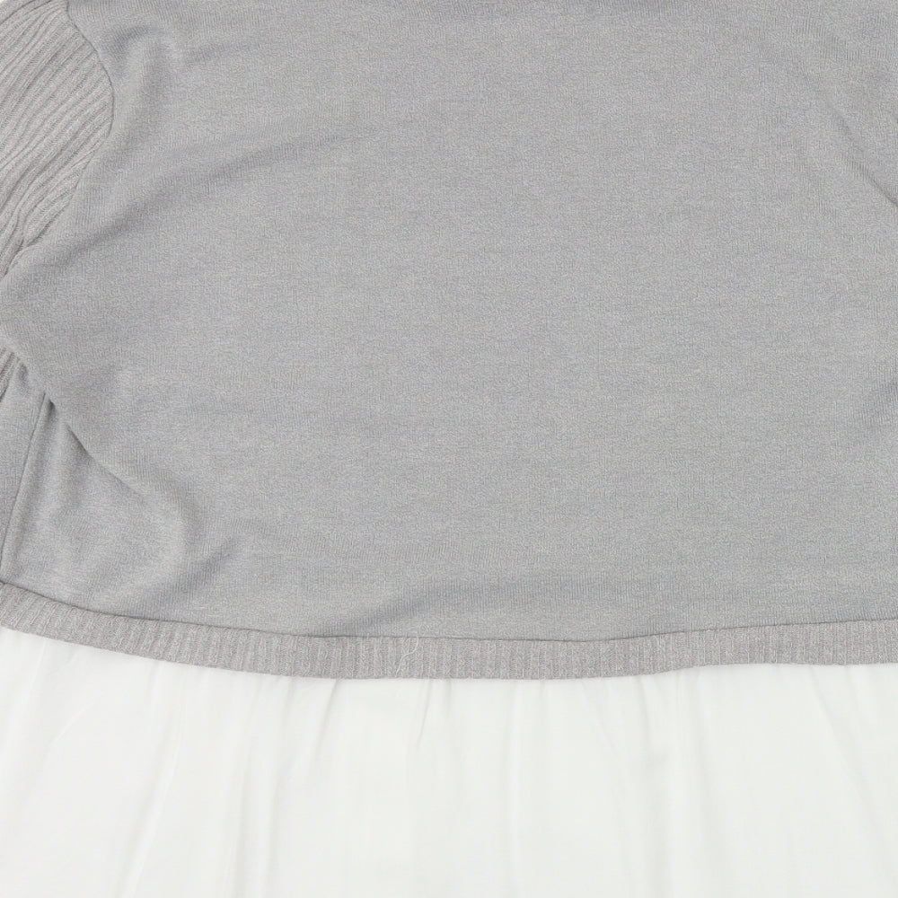 Preworn Womens Grey Mock Neck Polyester Pullover Jumper Size XL