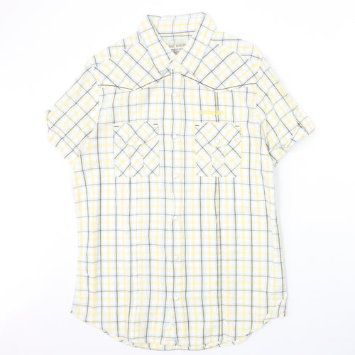 Southside Mens Yellow Plaid Cotton Button-Up Size M Collared Button