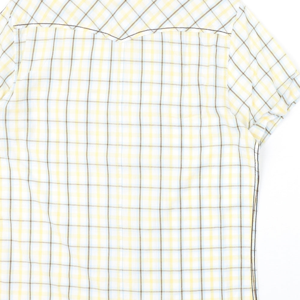 Southside Mens Yellow Plaid Cotton Button-Up Size M Collared Button