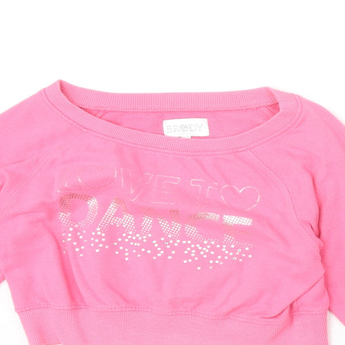 Brody Girls Pink 100% Cotton Pullover Sweatshirt Size 11-12 Years Pullover - Love To Dance
