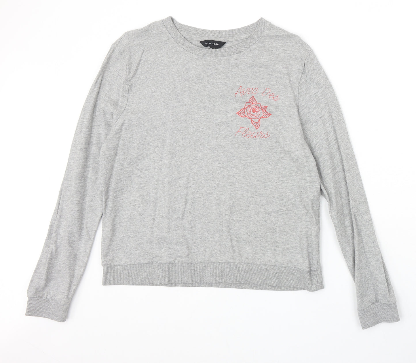 New Look Womens Grey Cotton Pullover Sweatshirt Size 14 Pullover