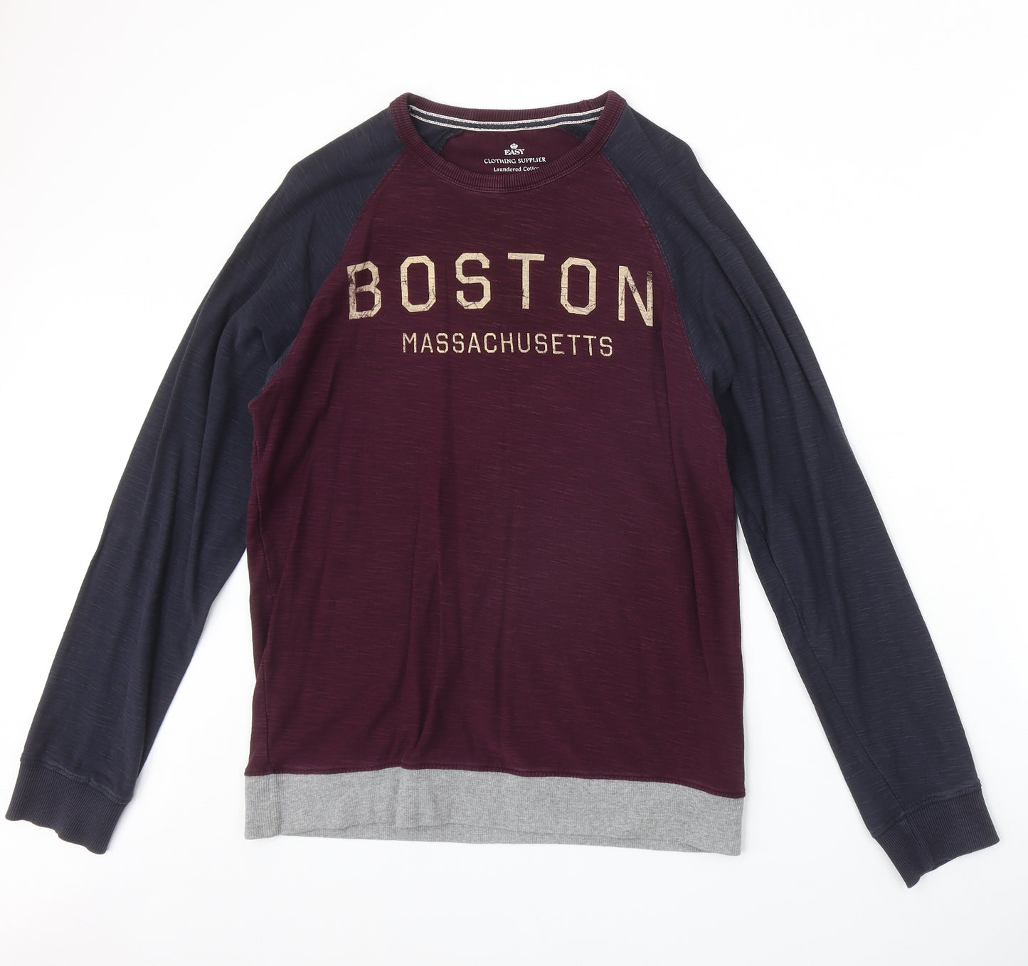 Easy Mens Red Polyester Pullover Sweatshirt Size M - Boston