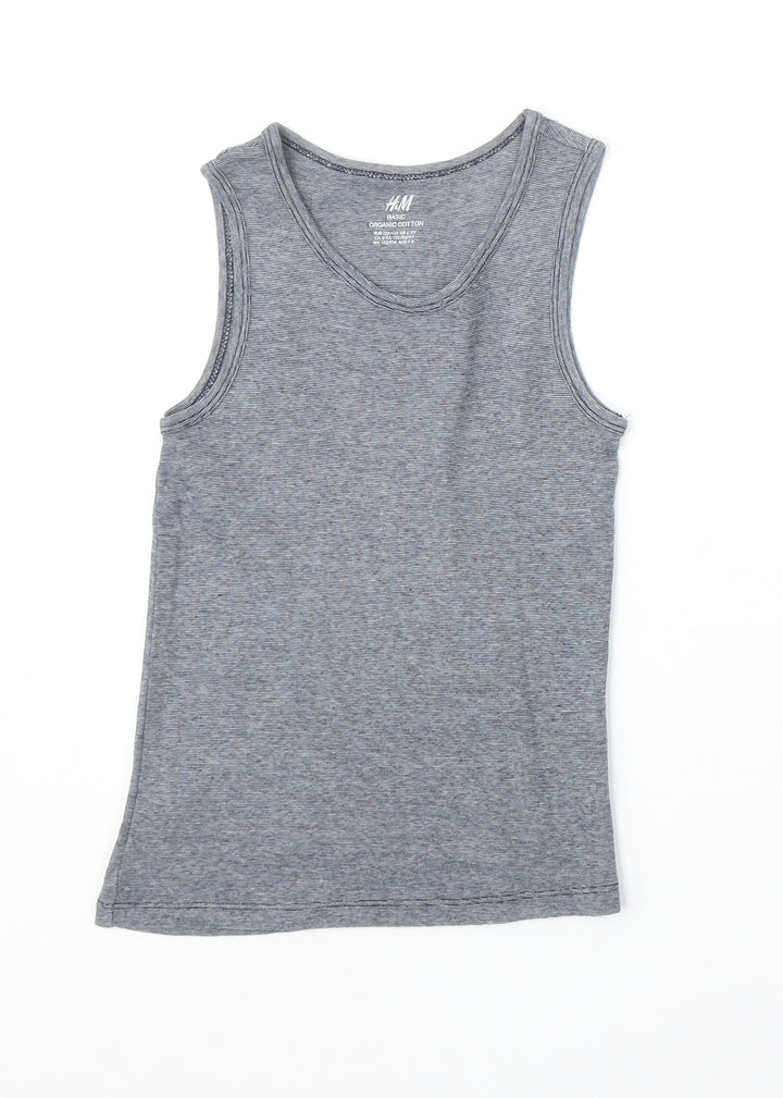 H&M Boys Blue Cotton Basic Tank Size 6-7 Years Scoop Neck Pullover
