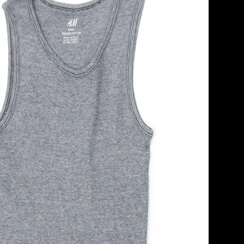 H&M Boys Blue Cotton Basic Tank Size 6-7 Years Scoop Neck Pullover
