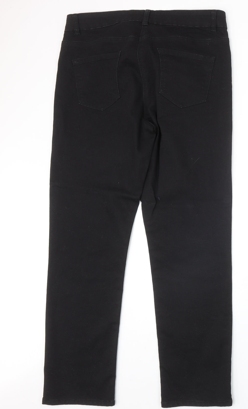 Bonmarché Womens Black Cotton Straight Jeans Size 14 Slim Zip