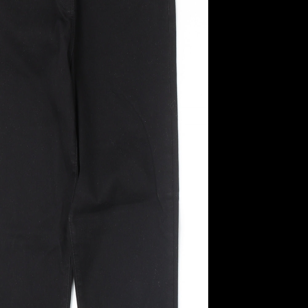 Bonmarché Womens Black Cotton Straight Jeans Size 14 Slim Zip
