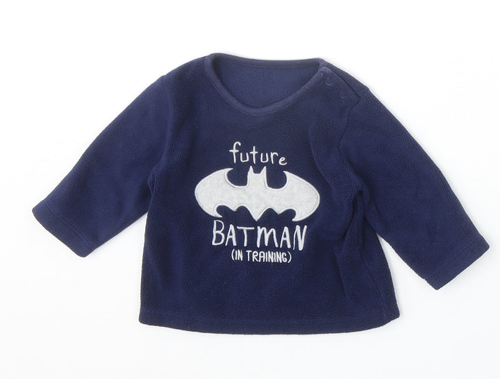 George Boys Blue Polyester Pullover Jumper Size 3-6 Months Snap - Future Batman