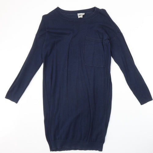 ASOS Womens Blue Acrylic Jumper Dress Size 8 Round Neck Pullover