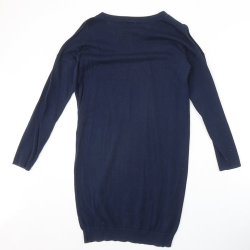 ASOS Womens Blue Acrylic Jumper Dress Size 8 Round Neck Pullover