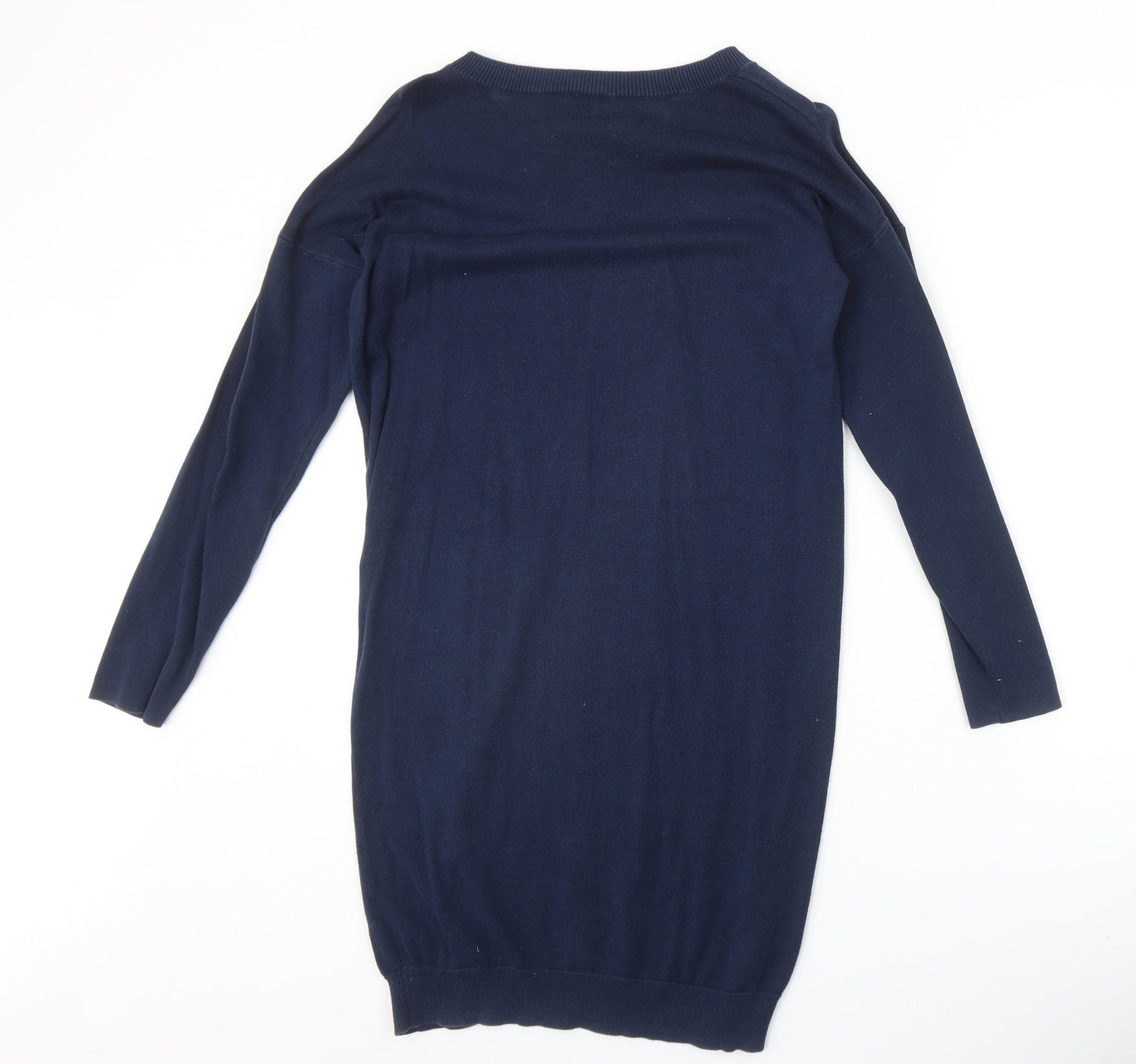 ASOS Womens Blue Acrylic Jumper Dress Size 8 Round Neck Pullover