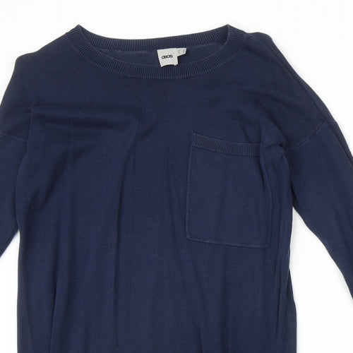 ASOS Womens Blue Acrylic Jumper Dress Size 8 Round Neck Pullover