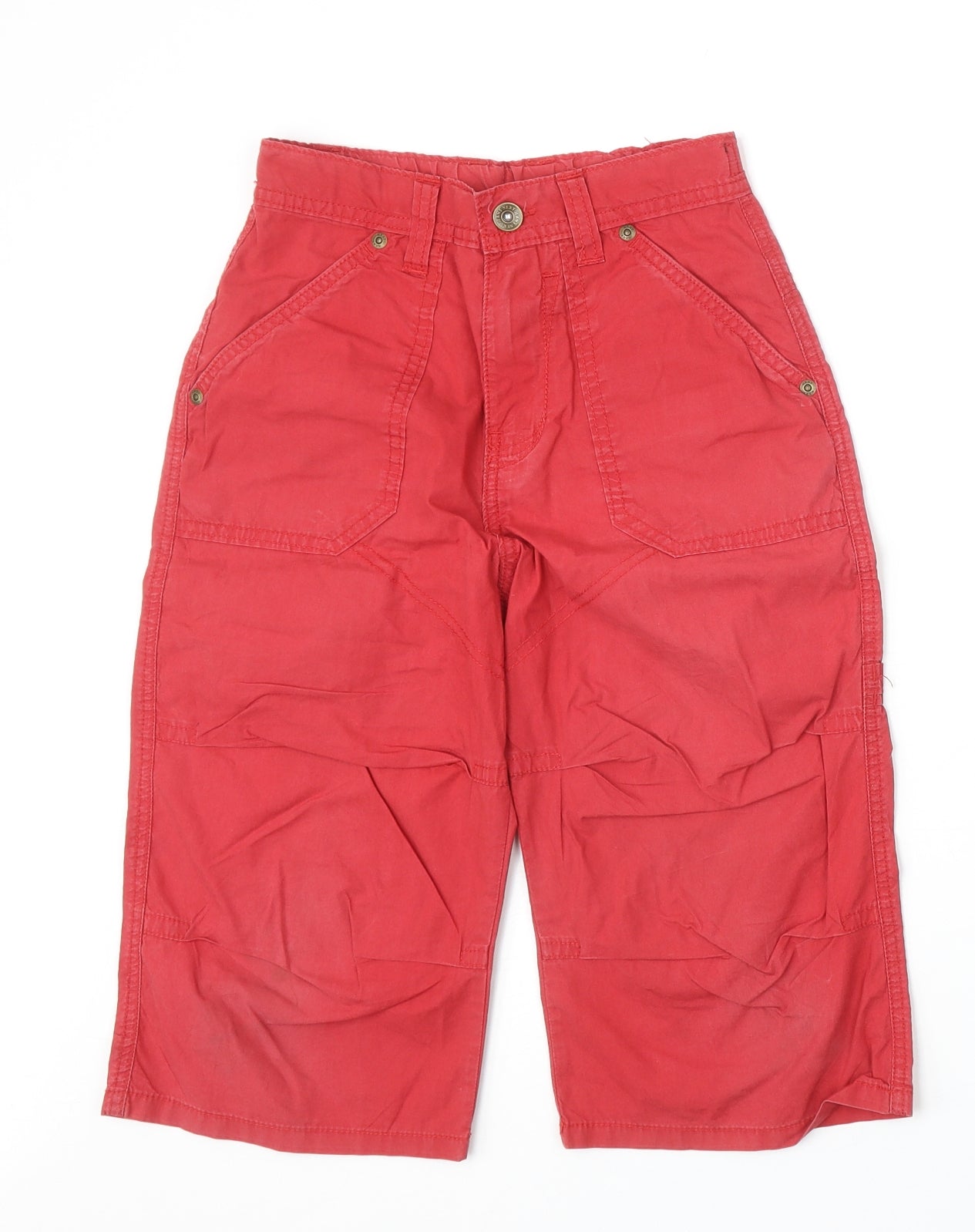 NEXT Boys Red 100% Cotton Cargo Shorts Size 9 Years Regular Zip