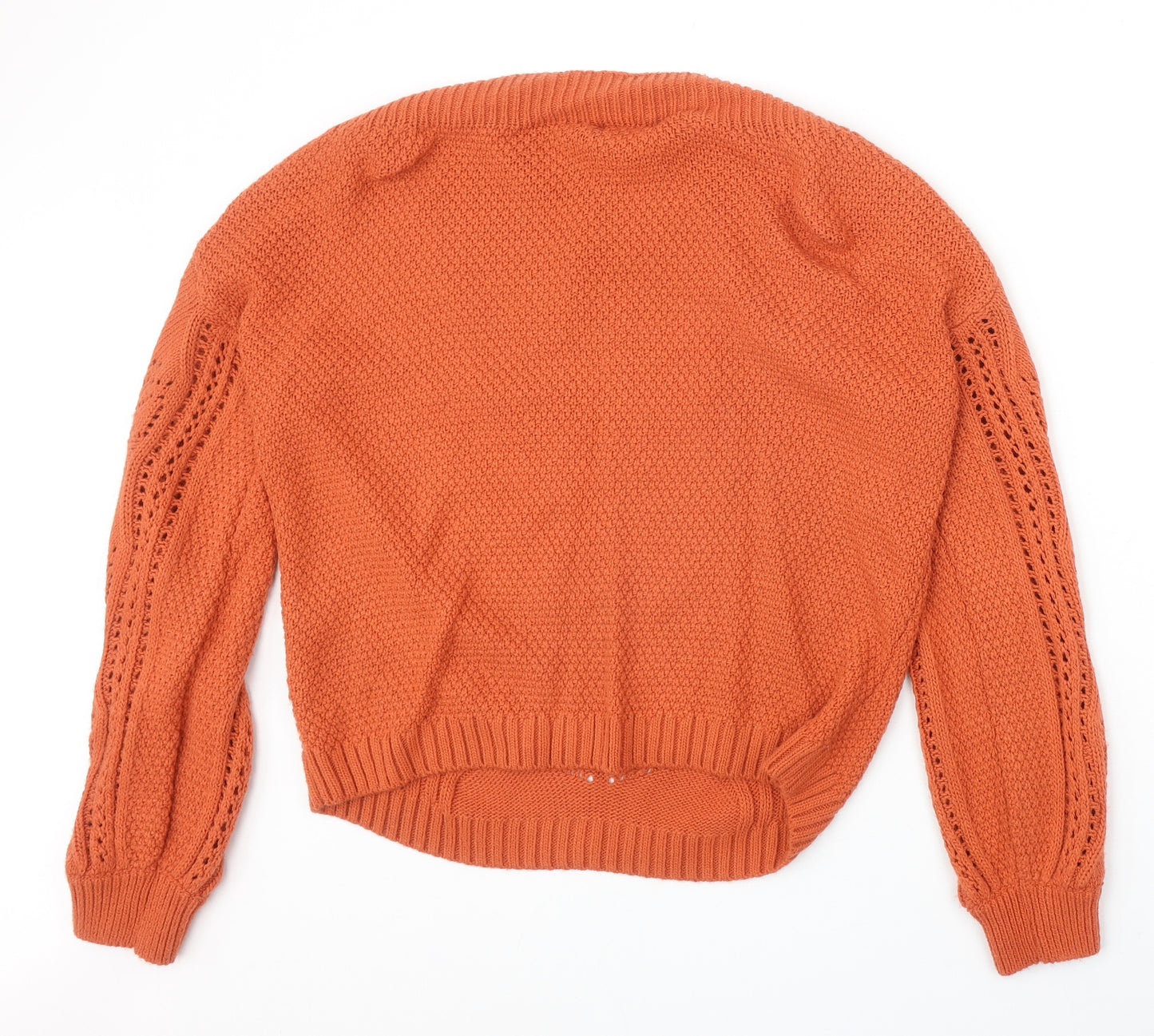 Papaya Womens Orange Boat Neck Acrylic Pullover Jumper Size M