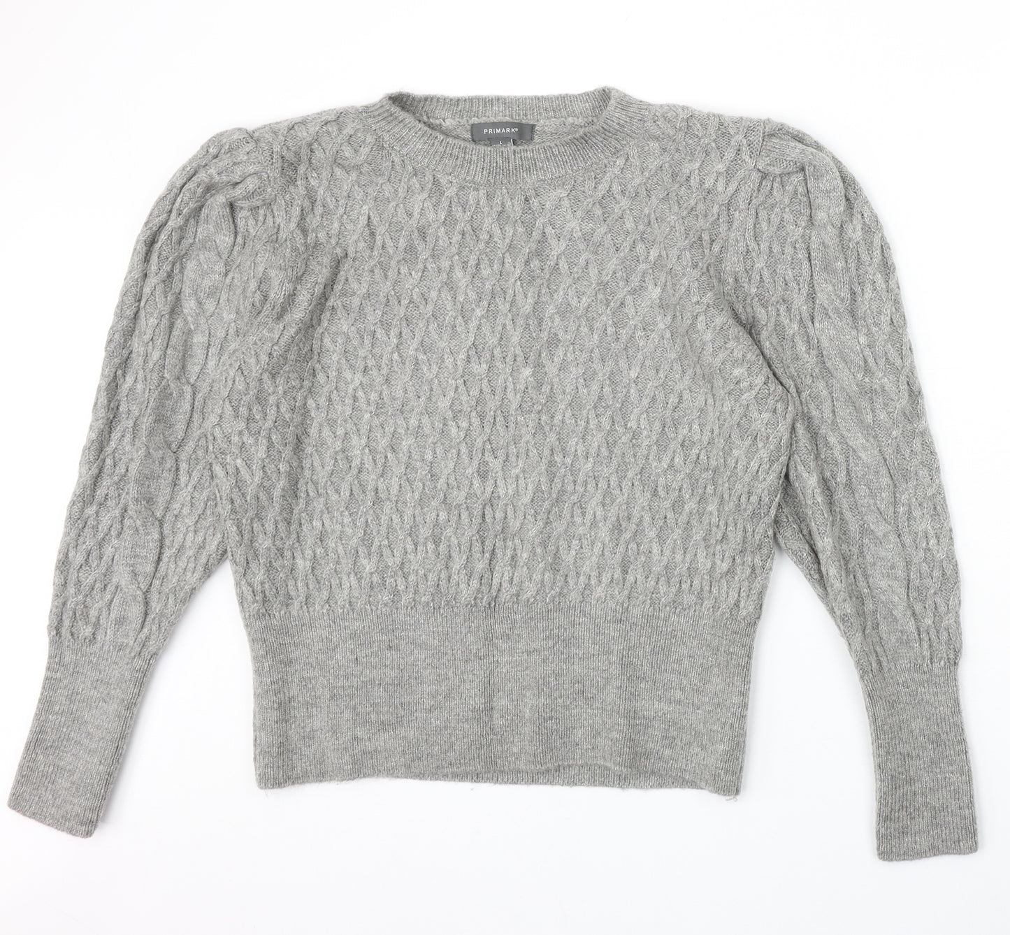 Primark Womens Grey Round Neck Acrylic Pullover Jumper Size L