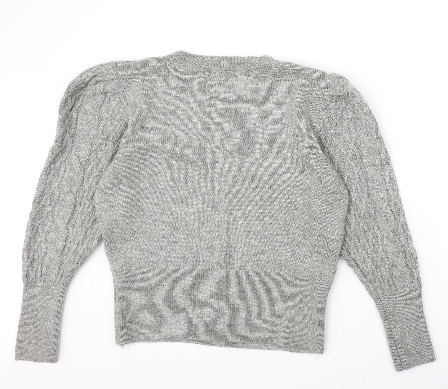 Primark Womens Grey Round Neck Acrylic Pullover Jumper Size L