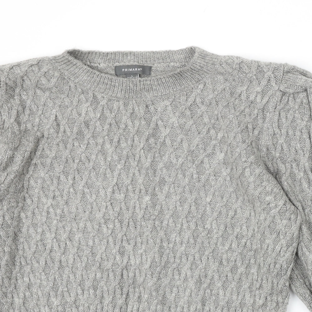 Primark Womens Grey Round Neck Acrylic Pullover Jumper Size L