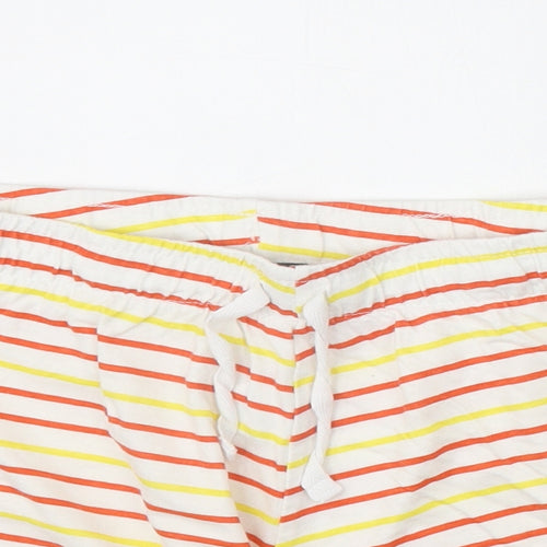 Primark Womens Ivory Striped 100% Cotton Sweat Shorts Size L Regular Drawstring