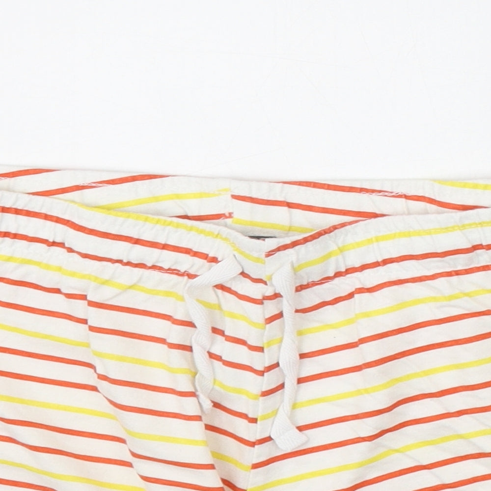 Primark Womens Ivory Striped 100% Cotton Sweat Shorts Size L Regular Drawstring