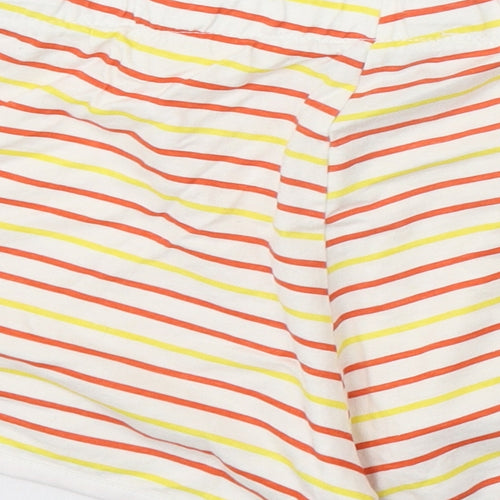 Primark Womens Ivory Striped 100% Cotton Sweat Shorts Size L Regular Drawstring