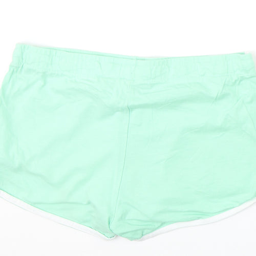Primark Womens Green 100% Cotton Sweat Shorts Size L Regular Drawstring