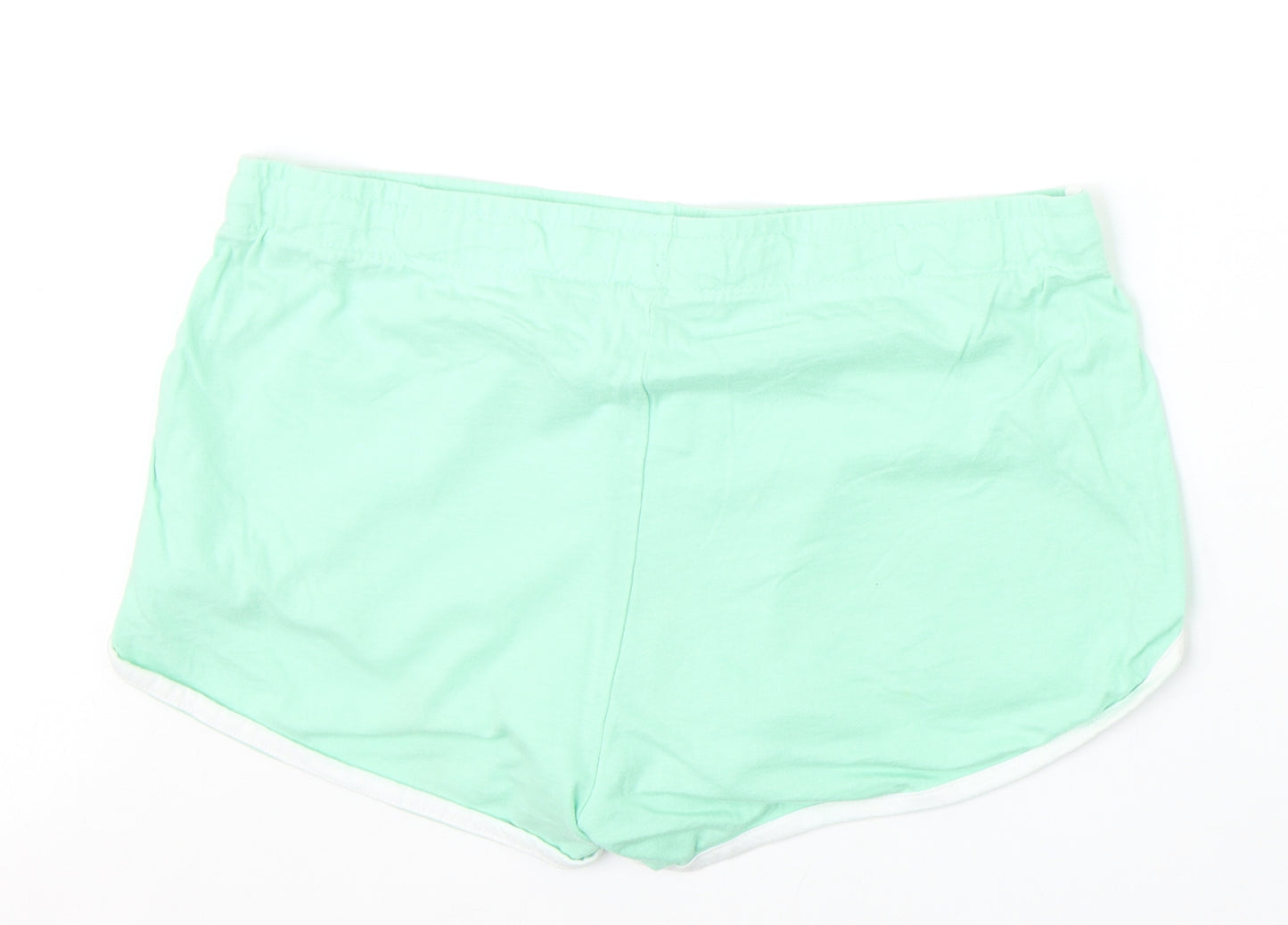 Primark Womens Green 100% Cotton Sweat Shorts Size L Regular Drawstring