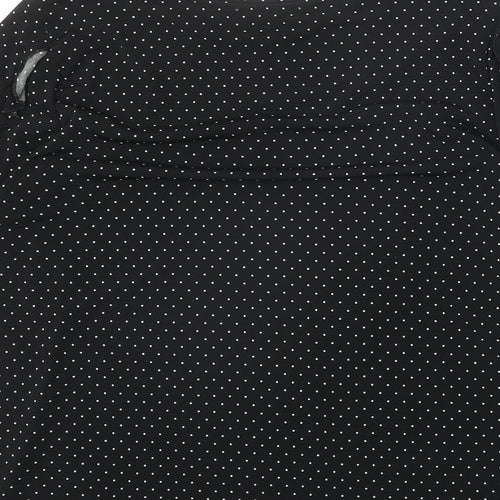 Oasis Womens Black Polka Dot Polyester Basic T-Shirt Size M Boat Neck