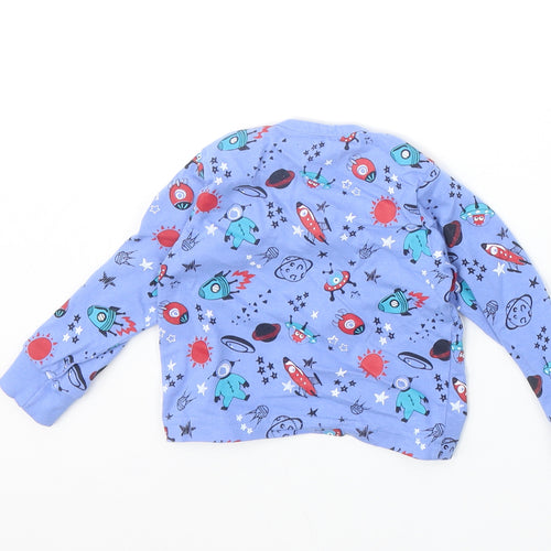 Lullaby Boys Blue Geometric Polyester Basic T-Shirt Size 6-9 Months Round Neck Pullover - Space