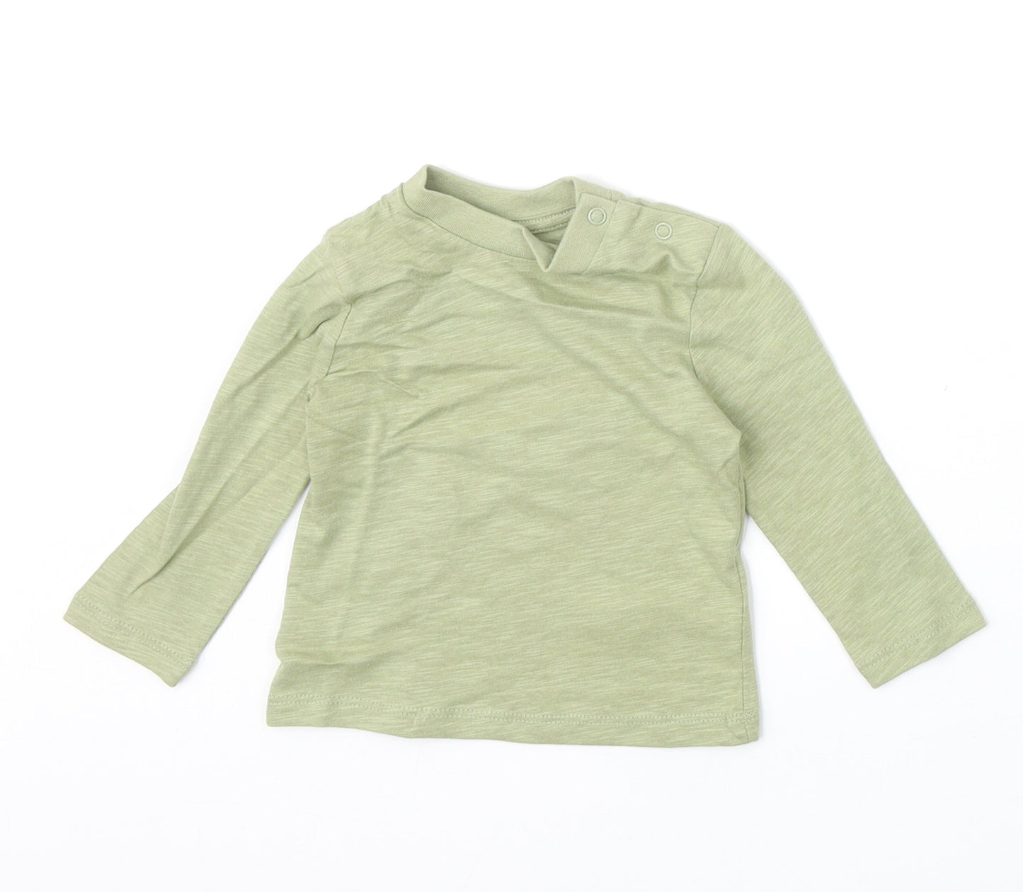 Primark Baby Green 100% Cotton Basic T-Shirt Size 6-9 Months Round Neck Snap