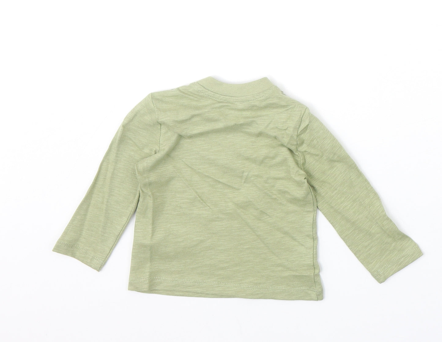 Primark Baby Green 100% Cotton Basic T-Shirt Size 6-9 Months Round Neck Snap