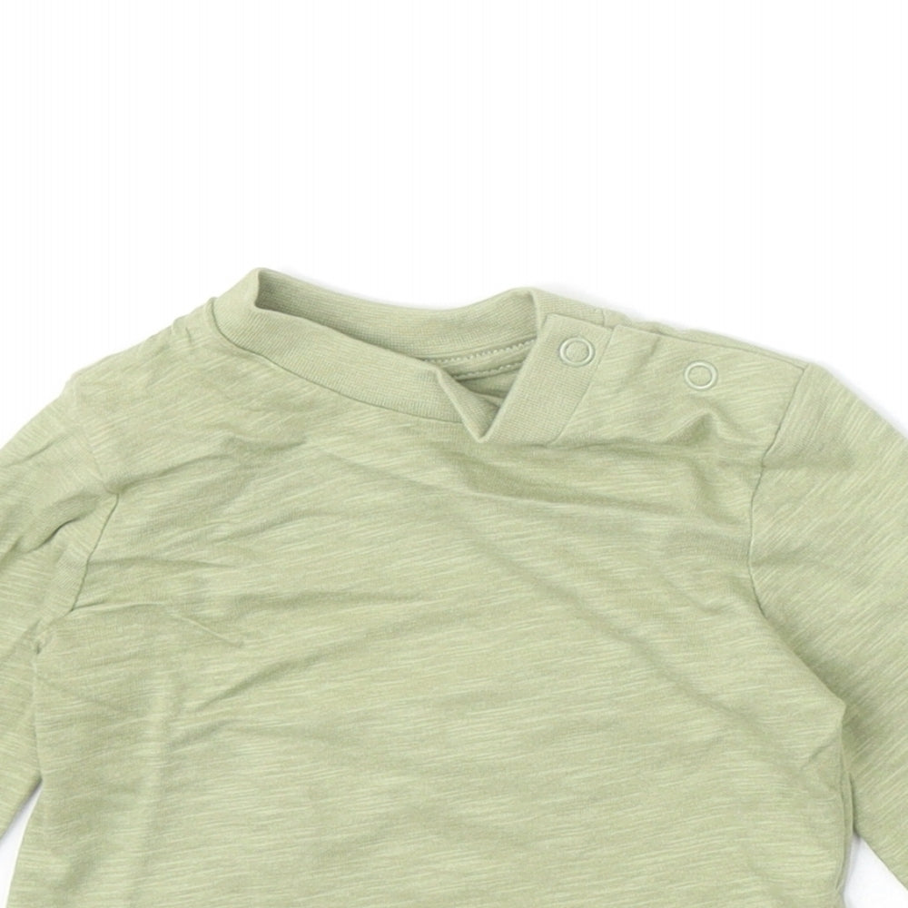 Primark Baby Green 100% Cotton Basic T-Shirt Size 6-9 Months Round Neck Snap