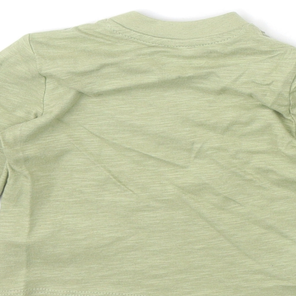 Primark Baby Green 100% Cotton Basic T-Shirt Size 6-9 Months Round Neck Snap