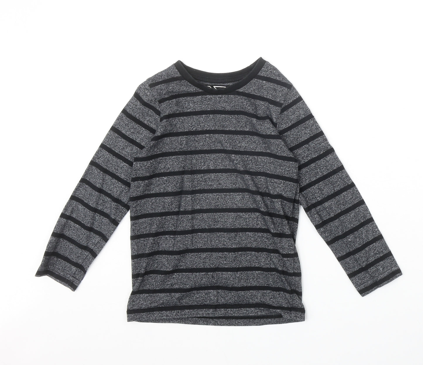 Urban Dept Boys Black Striped Cotton Pullover Casual Size 7 Years Scoop Neck Pullover