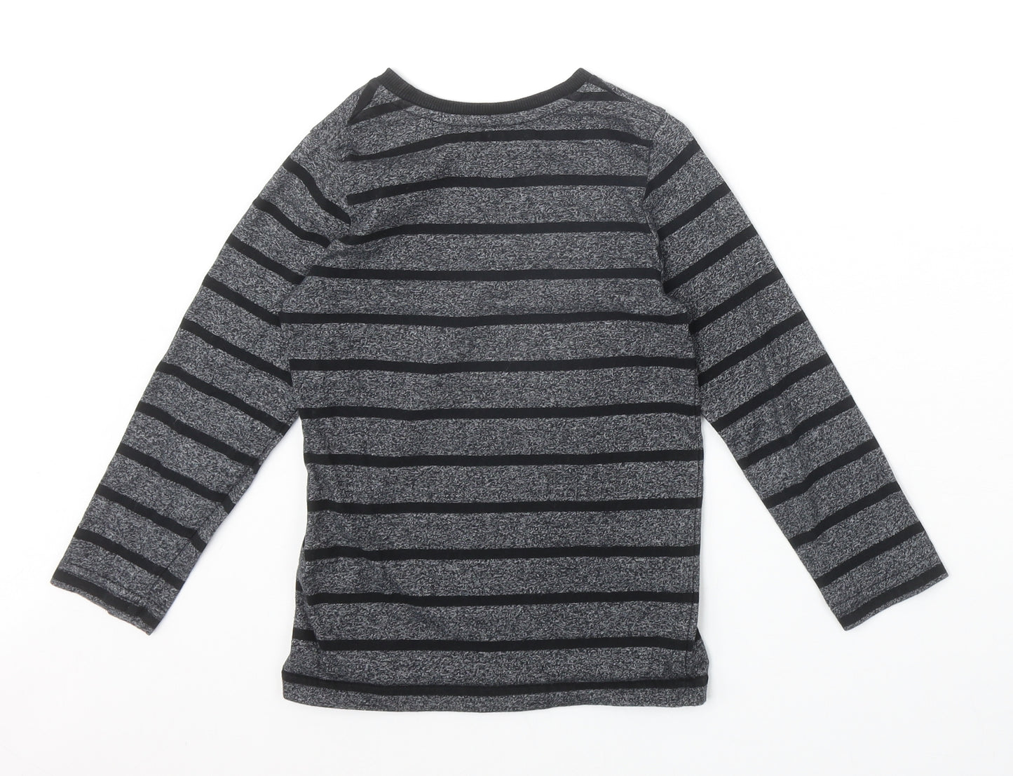 Urban Dept Boys Black Striped Cotton Pullover Casual Size 7 Years Scoop Neck Pullover