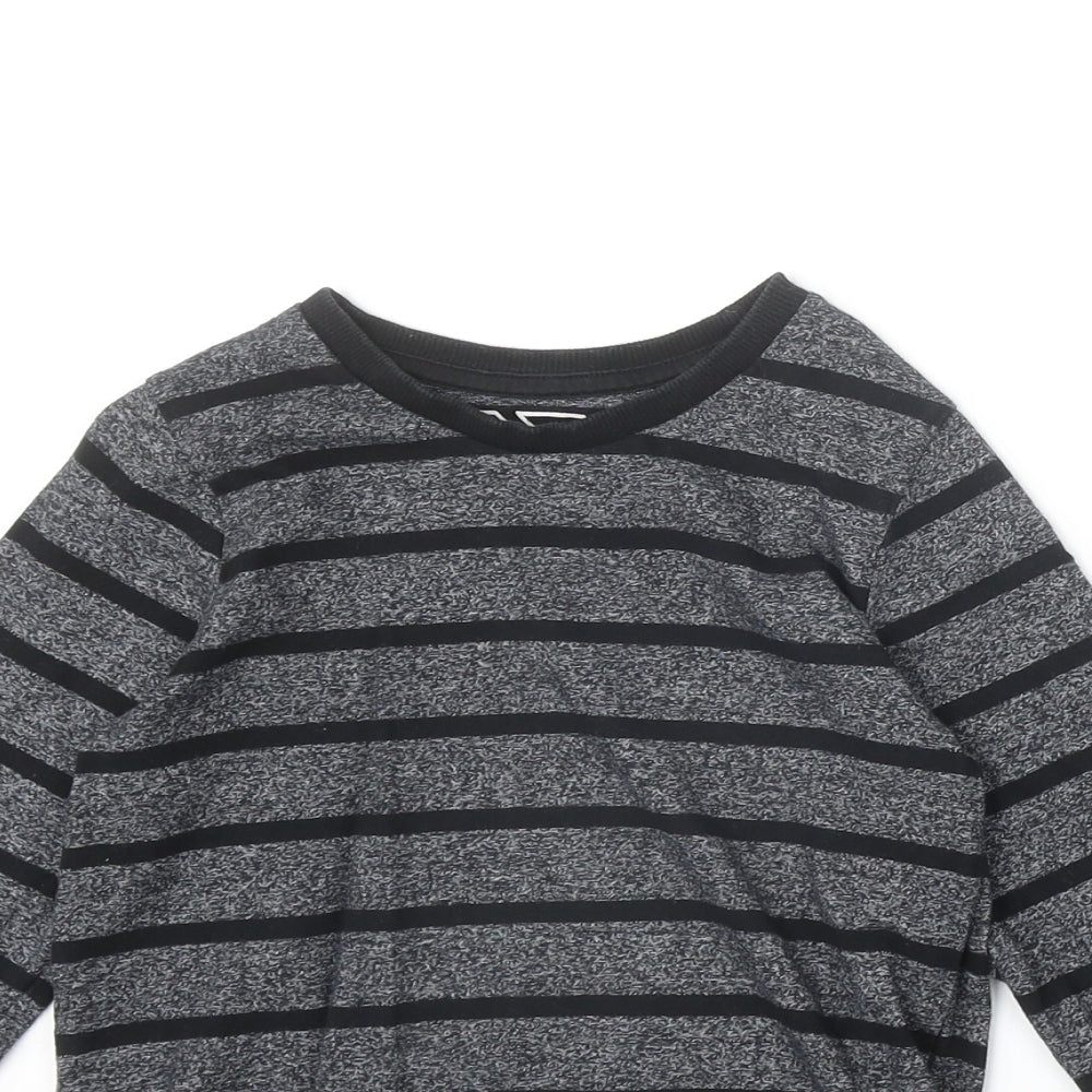 Urban Dept Boys Black Striped Cotton Pullover Casual Size 7 Years Scoop Neck Pullover