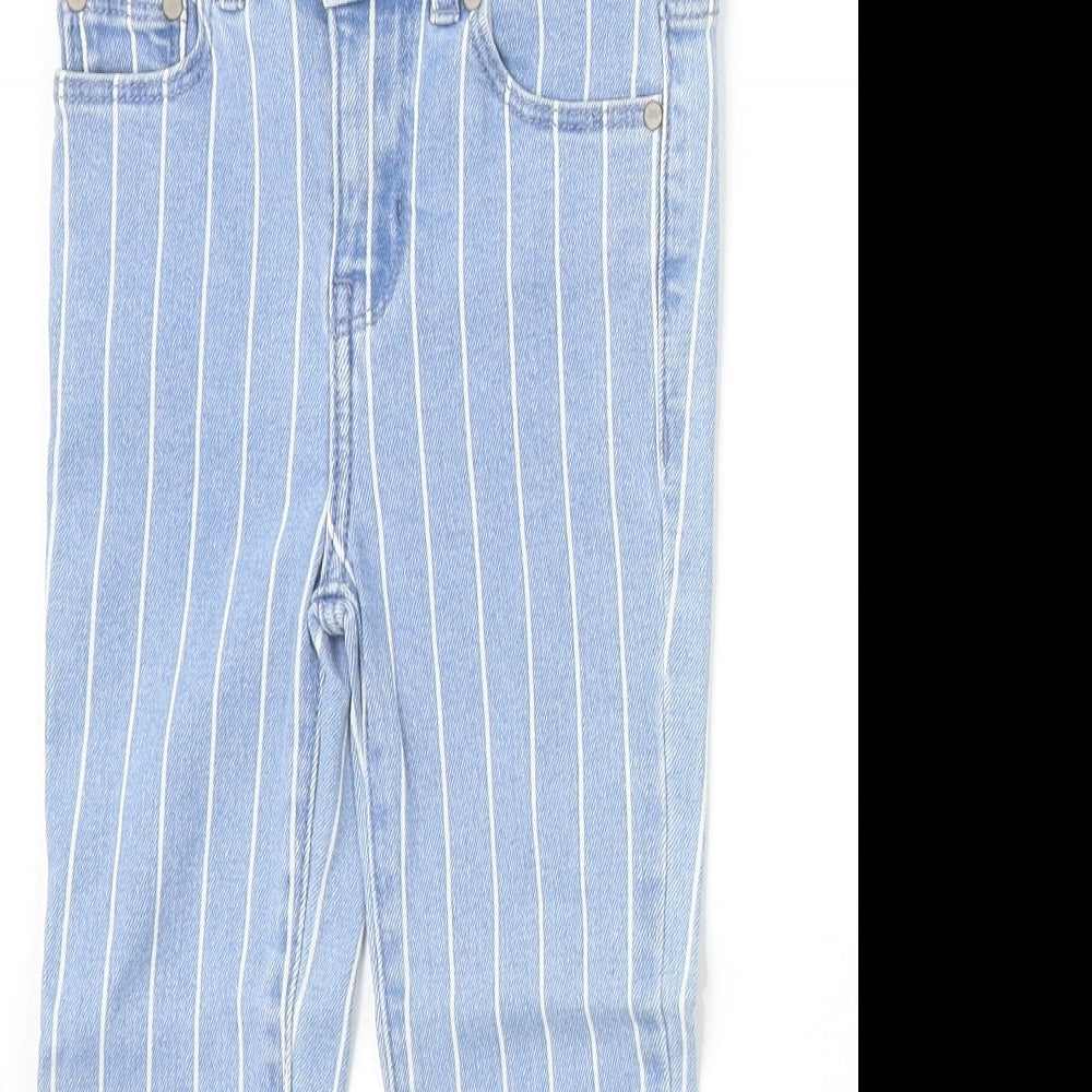 Preworn Girls Blue Striped Cotton Skinny Jeans Size 4 Years Regular Zip