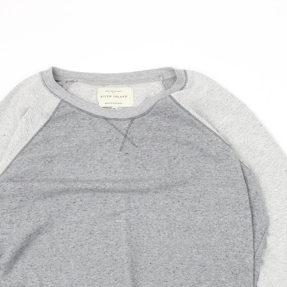 River Island Mens Grey Polyester Pullover Sweatshirt Size XL