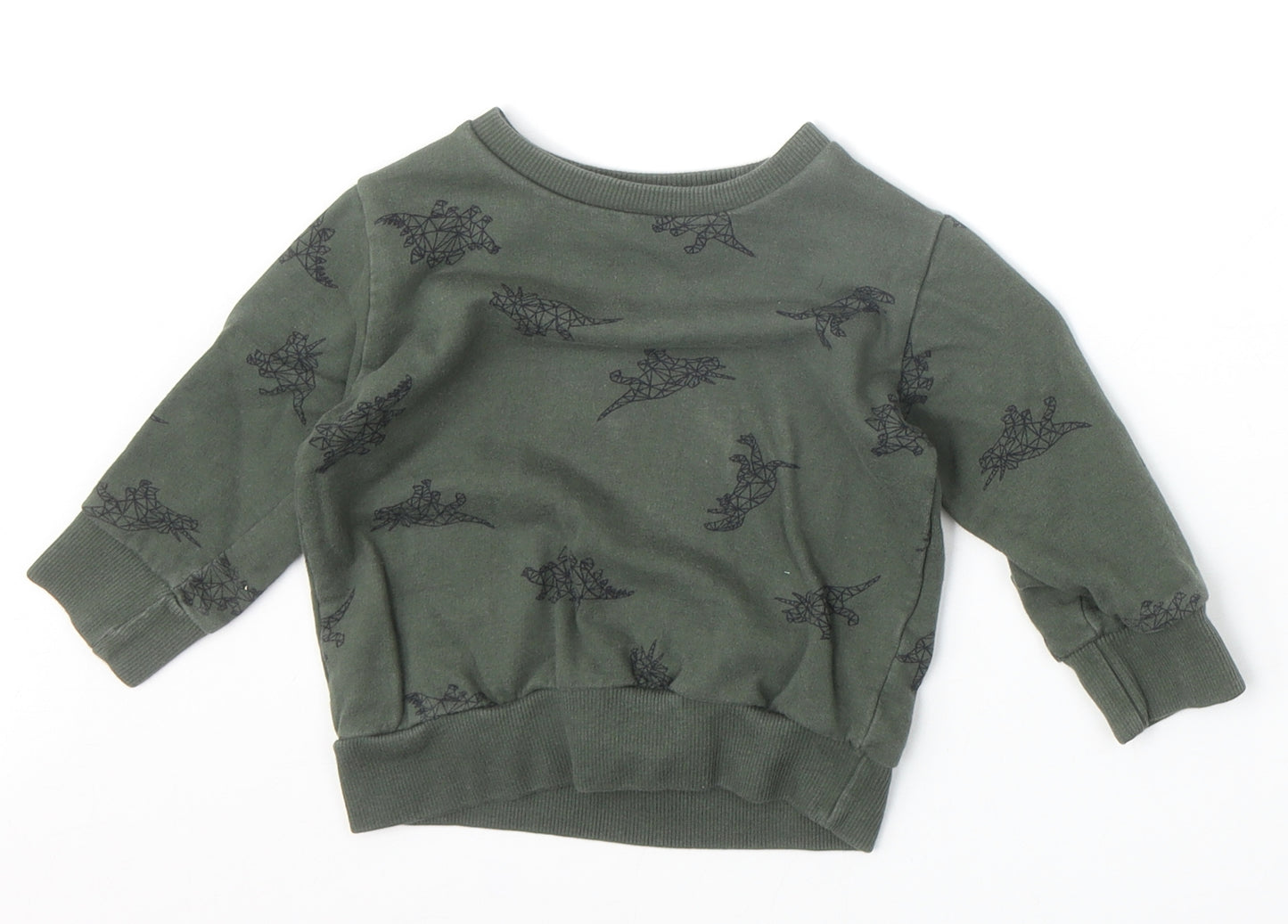 Urban Rascals Boys Green Geometric Cotton Pullover Jumper Size 12-18 Months Pullover