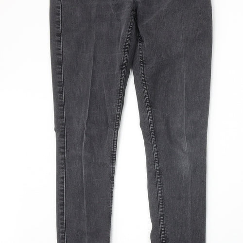 Preworn Womens Grey Cotton Skinny Jeans Size 28 in Extra-Slim Zip