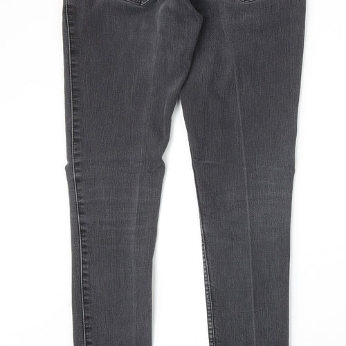 Preworn Womens Grey Cotton Skinny Jeans Size 28 in Extra-Slim Zip