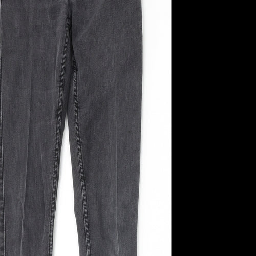 Preworn Womens Grey Cotton Skinny Jeans Size 28 in Extra-Slim Zip